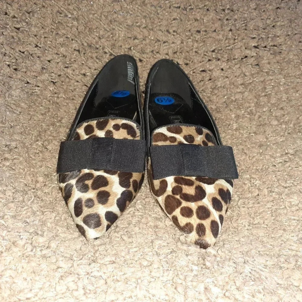 KENSIE-Leopard Pattern Calf Hair Ballet Flats - Picture 3 of 7